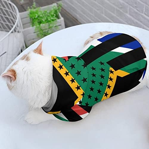דגל אפריקני אמריקני חתול חולצה מקשה אחת תחפושת כלבים אופנתית עם אביזרי חיית מחמד כובע