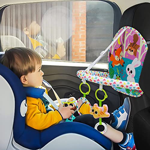 OKOOKO SOIT SEAT צעצוע מכונית פעילות מושב קשת צעצוע אחורי פונה למושב מכונית צעצוע של חיה של חיה עם צעצועי מראה רכה צעצועים חריקים