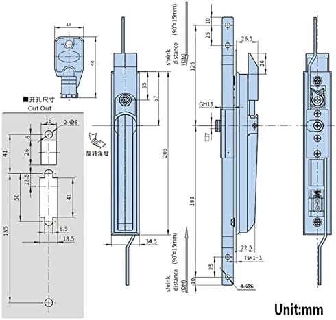 דלת ארון ליוגו מנעול מוט חיבור מיושם לארון הקבצים ארון ברזל תיבת חלוקת חלוקת מארז מנעול תפס MA029 1 יחידות