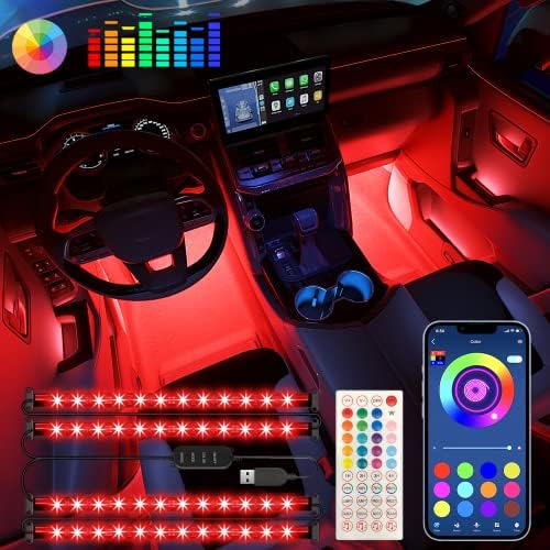 שמור על אורות רכב פנים אורות רכב אביזרי רכב בקרת אפליקציה עם מוסיקה מרחוק סנכרון צבע שינוי RGB תחת תאורת מקף עם מטען
