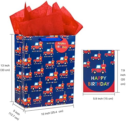 עטיפה 13 גדול מתנת שקיות עם כרטיס ורקמות נייר-2 חבילה לילדים יום הולדת, מתנה לעטוף