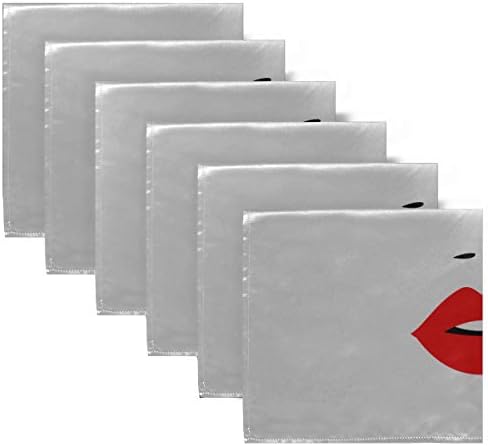 Enevotx מפיות קוקטייל דקורטיביים אישה יפהפייה פנים שפתיים אדומות גבות מפיות רכות 20 x 20 אינץ 'לארוחות משפחתיות, חתונות, קוקטייל,