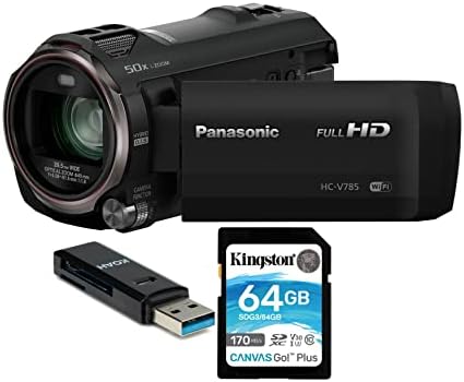 Panasonic HC-V785K Full HD HD מצלמת וידאו צרור מצלמת וידאו עם כרטיס SD של 64GB 170MB/S