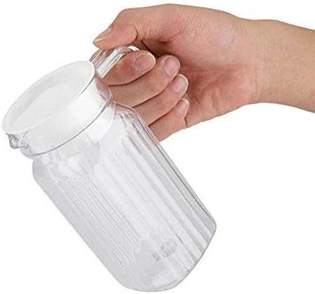 בקבוק מיץ שקוף אקרילי מים פסים פסים כד מיץ קר עם מכסה נהדר למיץ תוצרת בית ותה קר או לבקבוקי חלב בקבוקי שתייה