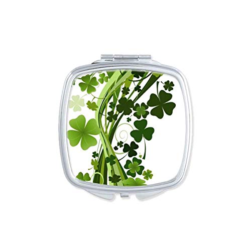 תלתן עץ אירלנד סנט פטריק יום מראה נייד קומפקטי כיס איפור כפול צדדי זכוכית