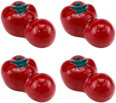 HEVSTIL 4 יחידות קרמיקה מקלות אכילה עגבניות חמודות מנוחה פרי יצירתי מקלות מקל מקל מנוחה מקל עמד