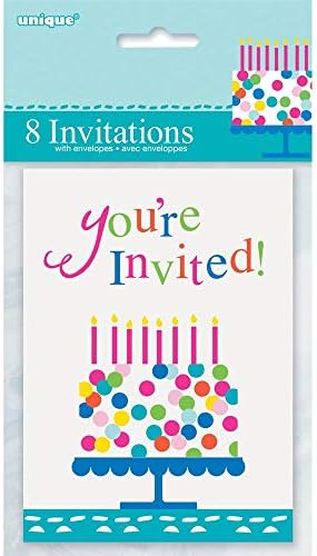 הזמנות ייחודיות למסיבת יום הולדת של עוגת קונפטי, 5.5 x 4, רב צבעוני