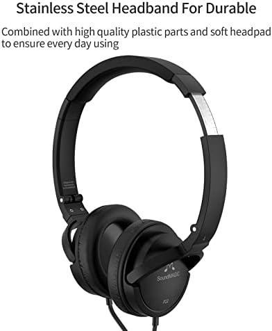 SoundMagic P22 קווי על אוזניות אוזניים ללא מיקרופון Hifi סטריאו אוזניות ניידות קל משקל וקיפל מתקפל מתקדם רעש מבודד שחור