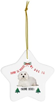 שם מותאם אישית Coton de Tulear שוכב בבית הוא המקום בו הכלב שלי הוא מתנות 2023 קישוטי עץ חג המולד כוכב