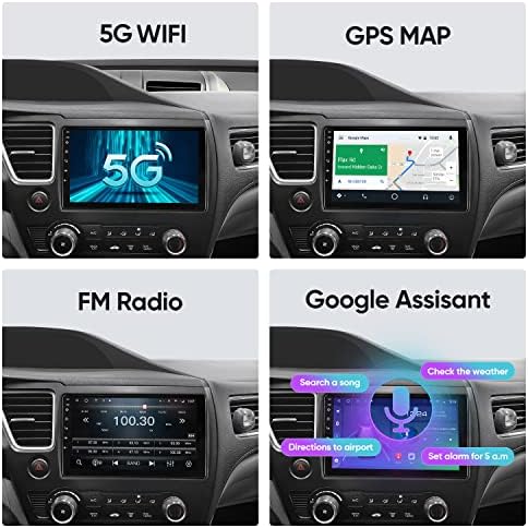 9 אינץ '5G WiFi 8 Core 1280 * 720 רזול רזול רדיו לרכב לרדיו Civic 2013-2015 עם Carplay Android Auto Android 10.0 GPS