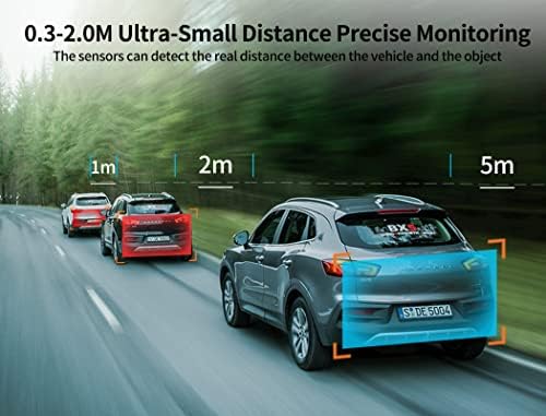 מכונית AUCAR גיבוי הפוך מערכת חניה מערכת מכם, חיישן חניה לרכב עם 4 חיישני חניה ותצוגת LED, כבל 6 מ 'כבל 0.3-2M זיהוי מרחק,