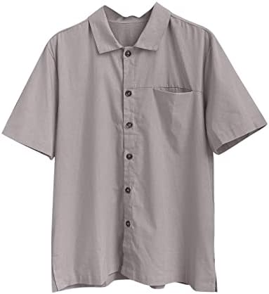 חולצות טשס מוצקות לגברים כפתור שרוול קצר מטה דש לחופשה לחולצות קולומביה גדולות וגבוהות לגברים