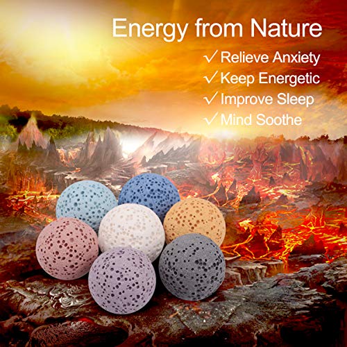 Infuseu 7 חבילה לבה טבעית אבן סלע עגול כדור אנרגיה לארומתרפיה שמן אתרי שמן אתרי תליון שרשרת תליון עגילי צמיד