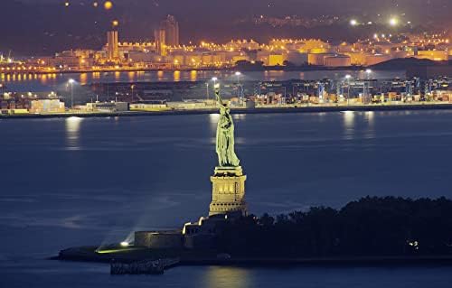 Lhjoysp 500 חתיכות פאזלים סיטי נוף אורות לילה ניו יורק ארהב פסל החירות 52x38 סמ