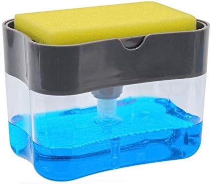דלקס-מתקן לסבון כלים מסחטת חומרי ניקוי לשטיפת כלים לכיור מטבח, משאבת נוזל עיתונות ידנית ומחזיק ספוג 2 ב -1,