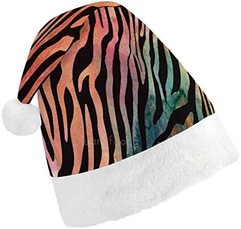 חג המולד סנטה כובע, זברה ספוט דפוס חג המולד חג כובע למבוגרים, יוניסקס נוחות חג המולד כובעי לשנה חדשה חגיגי תלבושות