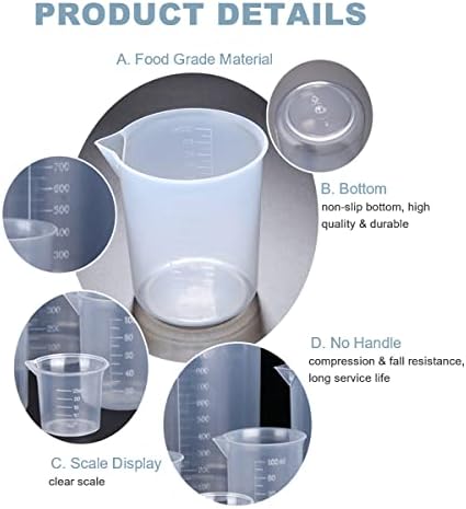 2 יחידות מדידת כוס 250 מ ל / 8.45 עוז פלסטיק בוגר כוס שקוף עבור מעבדה מטבח נוזלים