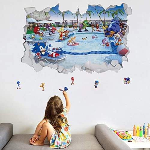 חדש משחק חמוד מריו 3 לשבור את קיר מדבקות לסלון חדר ילדים קיר תפאורה בני ילדה מתנה שינה פוסטר קיר טפט נשלף