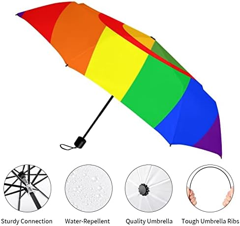 להטב גאווה דגל או קשת גאווה דגל מטרייה קל משקל נסיעות מתקפל מטרייה 3-סעיף מטריות לגברים נשים חיצוני