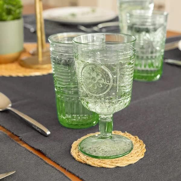 סט רומנטי של בורמיולי רוקו של 6 כוסות סטמוואר, 10.75 אונקיות. זכוכית קריסטל צבעונית, ירוק פסטל, תוצרת איטליה.