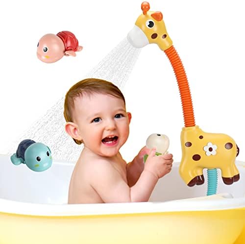 קלימן אמבט צעצועים לפעוטות גיל 1-4, ג ' ירפה מקלחת ראש אמבטיה מרסס עם 3 רוח עד שחייה צב צעצועי מרבי אמבטיה שעת אמבטיה