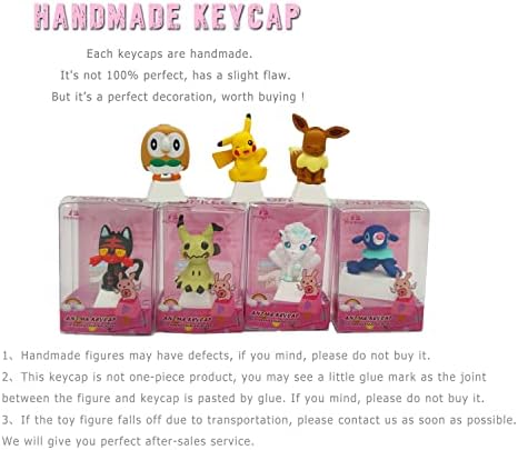 Popkeey Pikachu KeyCaps יפני אנימה כובעי מפתח חמודים לבנים ， תואם למתגי דובדבן MX מקלדת מכנית משחקי מותאמת