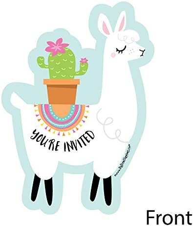 כיף לאמה שלם - הזמנות מילוי בצורת - הזמנות - מקלחת לתינוקות של Llama Fiesta או כרטיסי הזמנה למסיבת יום הולדת עם מעטפות