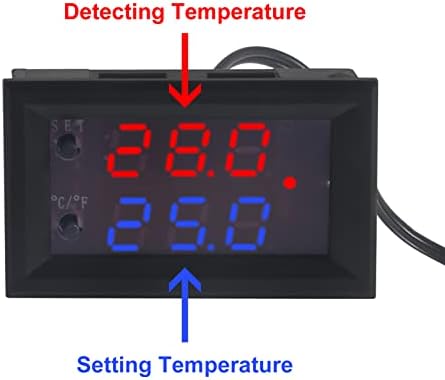 DWEII 5PCS DC12V W1209WK בקר טמפרטורה בקר תרמוסטט דיגיטלי לתכנות ℃/℉ -50-110 ° C מודול בקרת טמפ מודול תצוגה כחול אדום