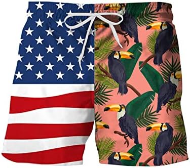 גברים של בגד ים קטן גברים של אביב קיץ מקרית מכנסיים מכנסיים דגל מודפס טלאי ספורט ארוך בגד ים