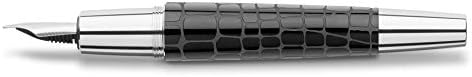 Paber-Castell E-Motion 148231 עט מזרקה שרף/תנין תנין גודל F כולל אריזות מתנה שחור/חבית כסף