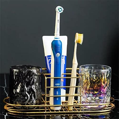 מחזיקי מברשת שיניים לחדרי אמבטיה מארגן משחת שיניים זהב מדפי אחסון רב -תפקודיים יוקרתיים