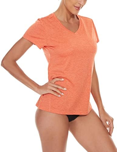 MAGCOMSEN 3 חבילה חולצת טריקו של שרוול קצר לנשים V-NECT מהיר חולצה אתלטית יבש