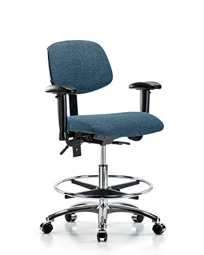 לבטק ישיבה סגן 42097 כיסא ספסל בינוני, בד, בסיס כרום/זרועות / טבעת רגל / גלגלים, בורדו
