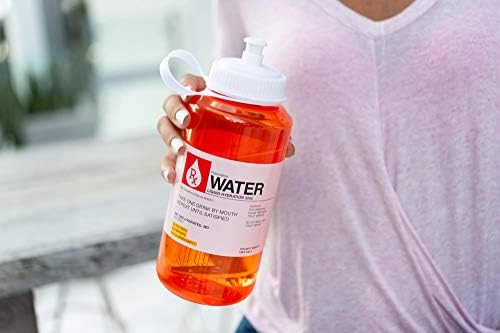 מים מרשם 32 גרם בקבוק מים מפלסטיק עם מכסה - רחבה בפה, הידרופסק חידוש ללא BPA - בקבוק רפואה כתום ייחודית עם