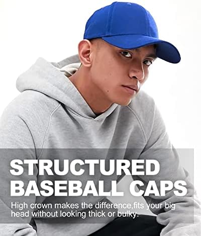 כובע בייסבול כתר גבוה, כובעי אבא מובנים גדולים לראשים גדולים, כובעי כדור אתלטיים מתכווננים