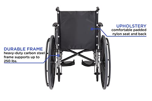 5 כיסא גלגלים למבוגרים / כל יום מתקפל / 18 אינץ מושב / מלא זרועות, שחור / כסף וריד