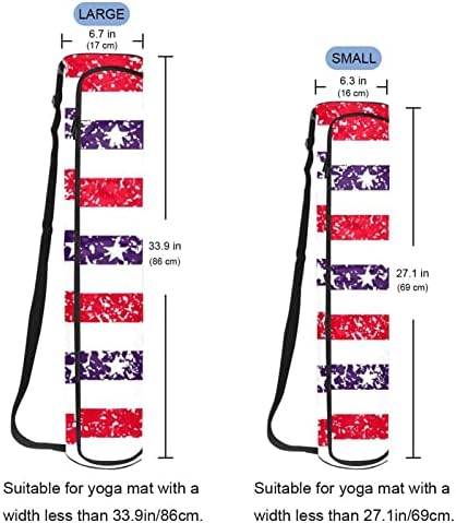 בציר פסים של אמריקאי דגל יוגה מחצלת שקיות מלא רוכסן יוגה לשאת תיק לנשים גברים, תרגיל יוגה מחצלת עם רצועה מתכווננת