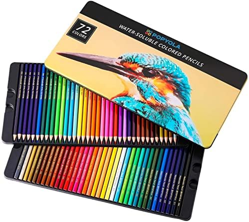 עפרונות בצבע פופיולה, 72 עפרונות צבעי מים מקצועיים צבעוניים לילדים, ציוד אמנות למבוגרים, אידיאלי לצביעה, מיזוג