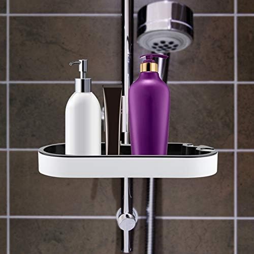 מדף אחסון מוטות מקלחת מארגן אחסון רב -פונקציונלי מארגן סבון מדף אחסון סבון גובה מתכוונן לחדר אמבטיה