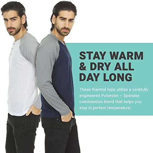 חולצת שרוול ארוך תרמית לגברים-שכבת הבסיס העליונה של הנלי לחולצות וז ' קטים-חולצה תרמית קלת משקל לגברים-3 ו -4 מארז