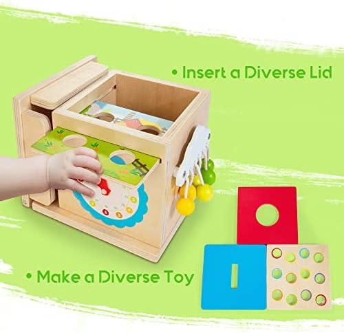 צעצועי מונטסורי של ג ' וסטווד לילדים בני 1 2 3 שנים, ערכת משחק מעץ 8 ב -1 כוללת תיבה קבועה של חפצים, קוביית פעילות למידה