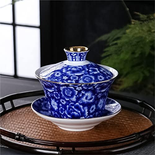 אמייללה סינית מסורתית מסורתית מסורתית בעבודת יד אמייל צבוע כוס תה חרסינה גאיוואן קערת תה קונגפו עם מכסה וצלוחית