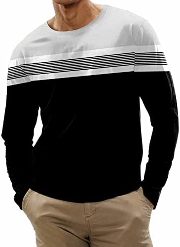 Xiloccer Mens אופנה ספורט מזדמן תפרים תפור דיגיטלי דפוס דיגיטלי עגול חולצה חולצת שרוול ארוך חולצות טופ חולצות עבור