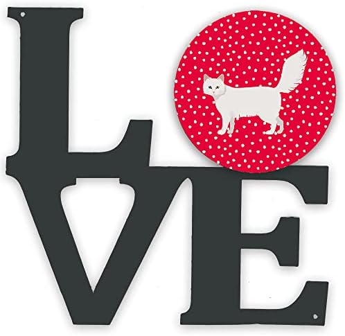 אוצרות קרולין5726וולב תורכי אנגורה חתול אהבת מתכת קיר יצירות אמנות אהבה, אדום,