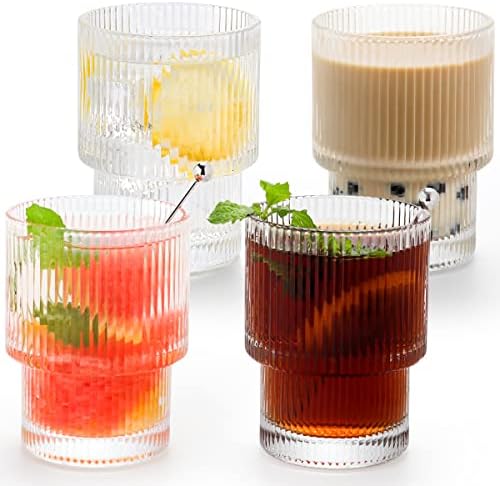 סט כוס זכוכית בסגנון אוריגמי סווטוויני של 4 כלי זכוכית וינטג ' אדווה, כלי זכוכית מצולעים כוסות שתייה ייחודיות
