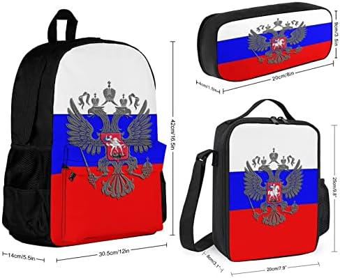 רוסית נשר סמל דגל תרמיל כתף תיק הצהריים תיבת קלמר 3 חתיכה להגדיר עבור בני נשים בנות גברים בית ספר נסיעות