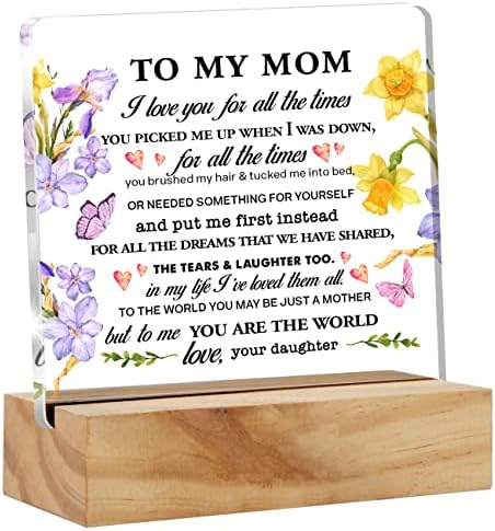 מתנת אמא הטובה ביותר מהבת, לאמא שלי אני אוהבת אותך לכל הזמנים עיצוב שולחן העבודה אמא ​​אתה העולם השולחן האקרילי שלט
