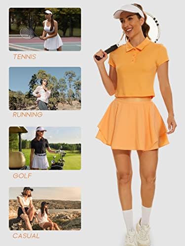 Rigolla 2 חלקים חצאית טניס לנשים שמלת טניס קפלים חולצות פולו שרוול קצר תלבושות אימון גולף