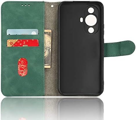 מארז טלפון סלולרי תואם למארז Huawei Nova11, מארז טלפון עור של קייס PU עם מחזיק כרטיסי אשראי רצועת שורש כף היד רצועת זעזועים.