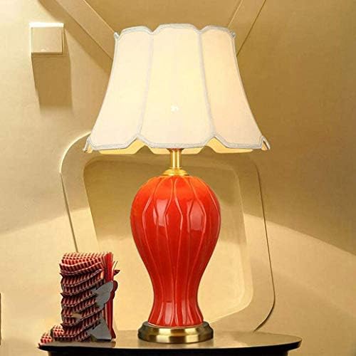 WSSBK מנורת שולחן קישוט ביתי מודרנית, גוף מנורת קרמיקה מלפוח בד, מתאים לסלון, חדר שינה